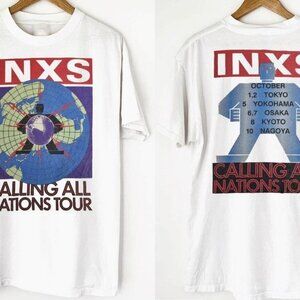 INXS 1988 Calling All Nations Japan Tour Vintage Rock Band Shirt 93